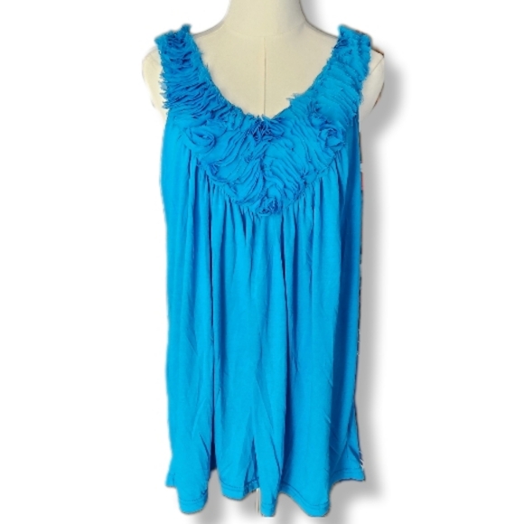 Lane Bryant 14/16 Vibrant Blue Floral Ribbon Detail Sleeveless Top 14/16 - Picture 1 of 10